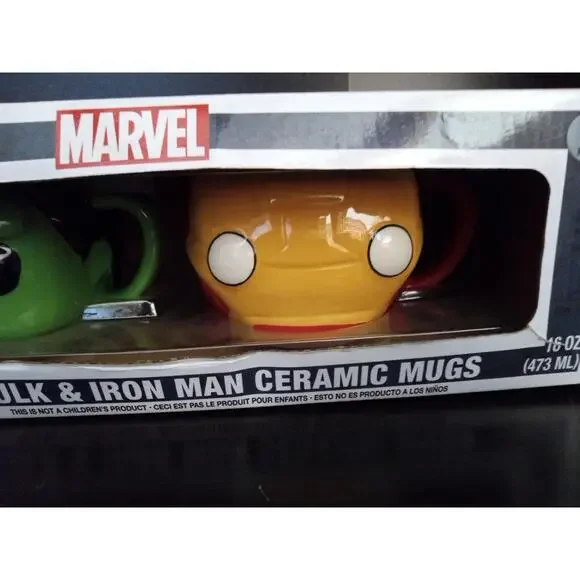 Funko Pop! Marvel Iron Man and Hulk Coffee Mug Set New with Box - Picture 3 of 4